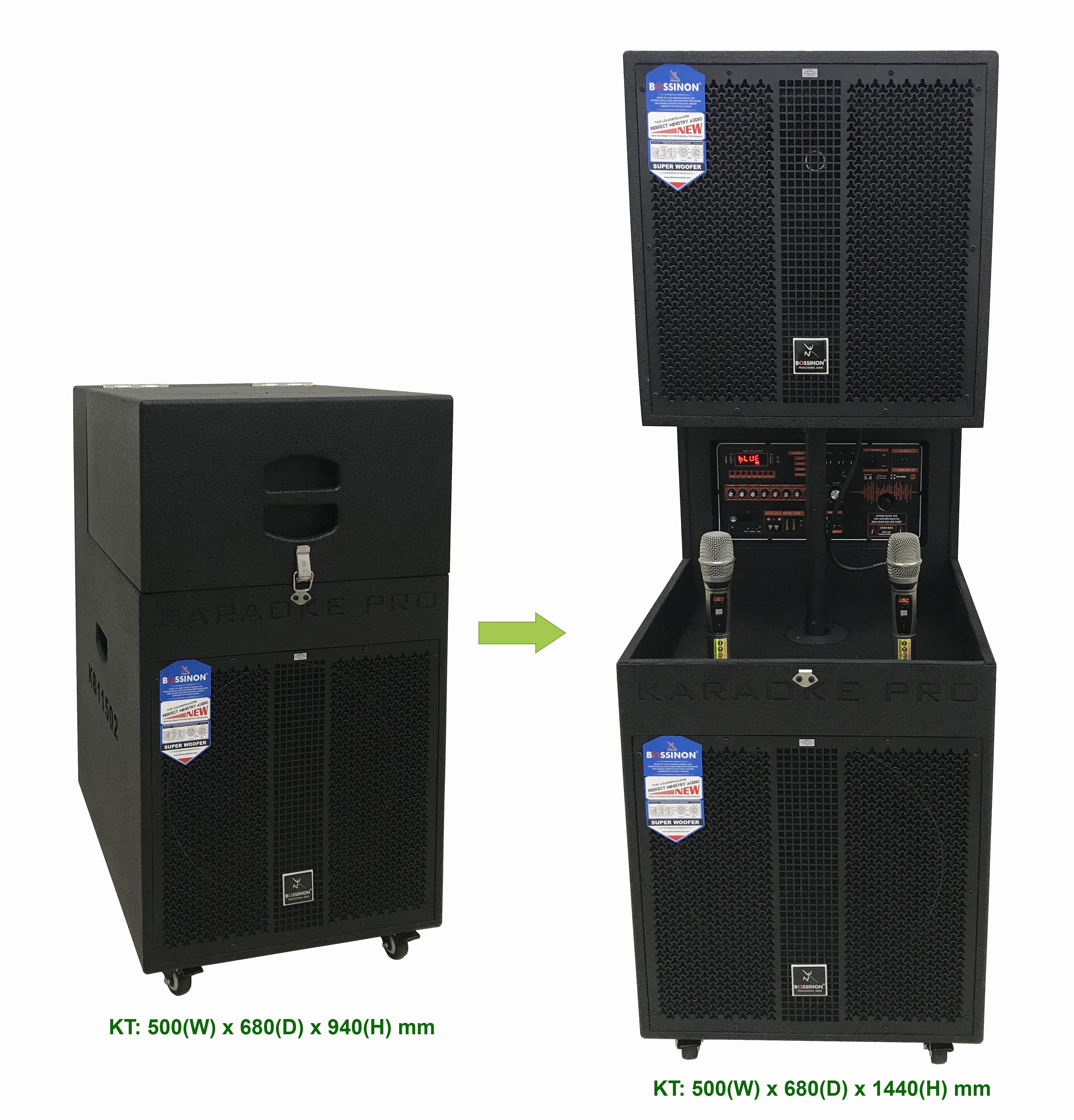 Loa tủ kéo di động BOSSINON KB-11522 (NEW)