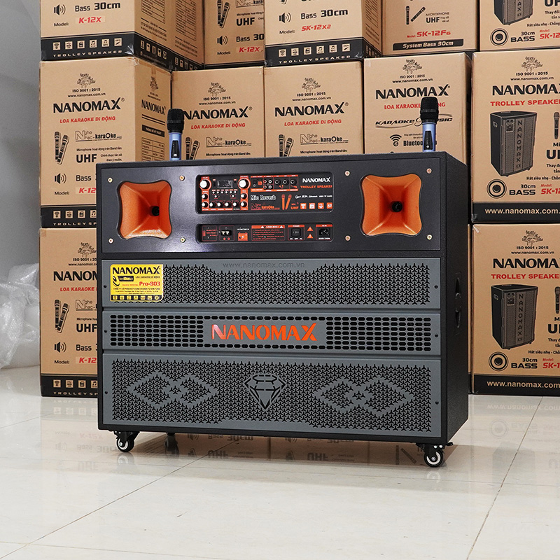 Loa Kéo Bình Điện Nanomax Pro-803 Bass Đôi 40cm 1800w