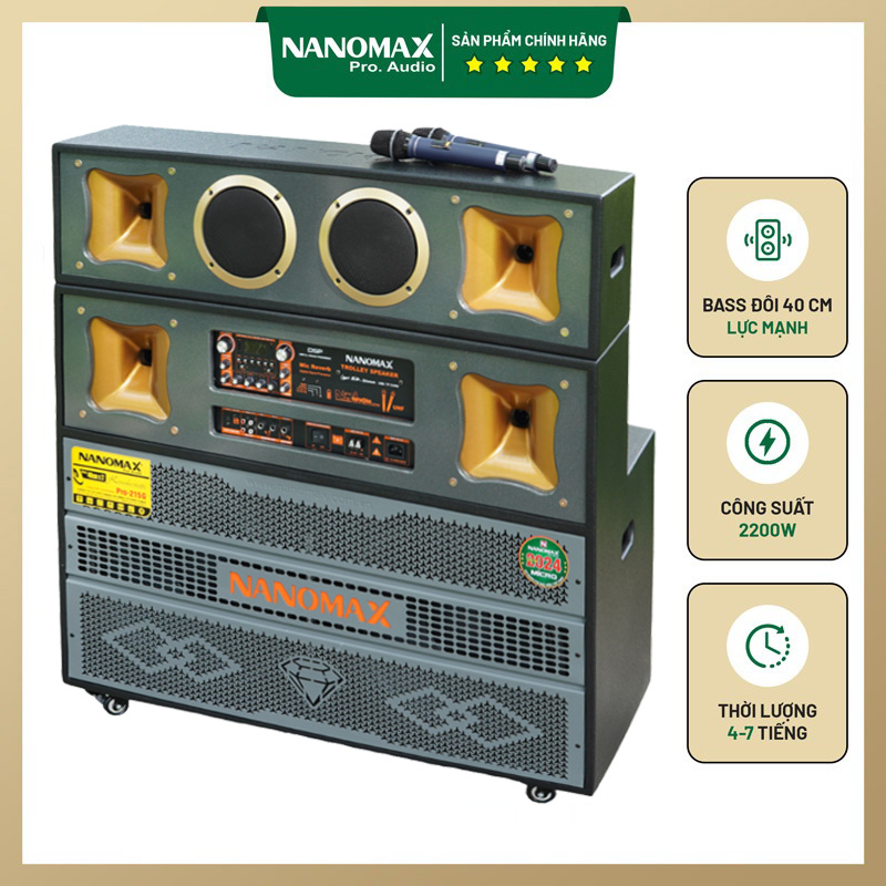Loa Bình 4 tấc đôi Nanomax Pro-215i Công suất lớn 2200w